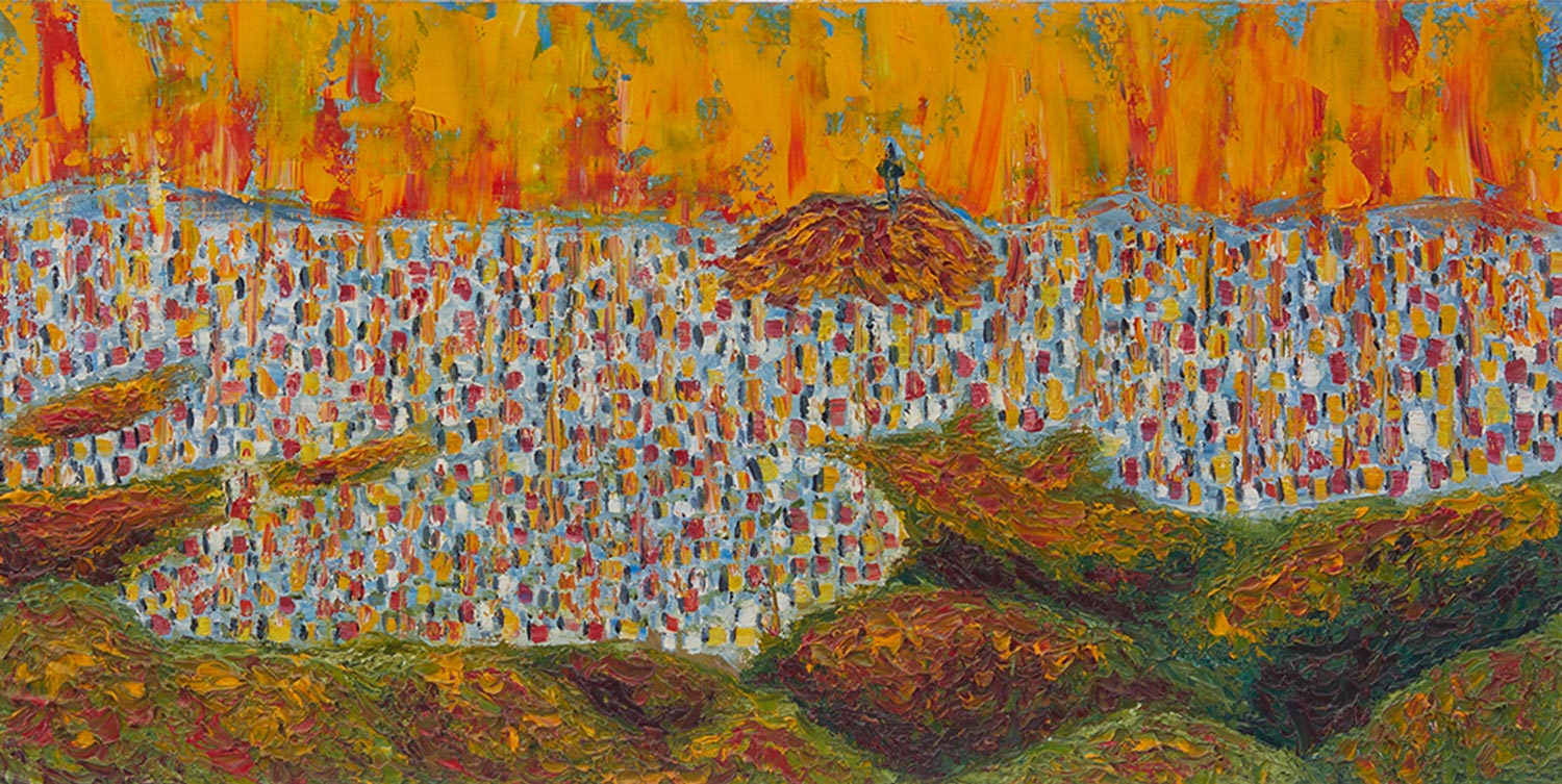 Оригинальная картина Вадим Золотарёва «Осенний Сеул», масло, холст, 80×40 см