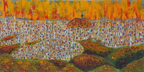 Осенний Сеул. Масло, холст, 80×40 см