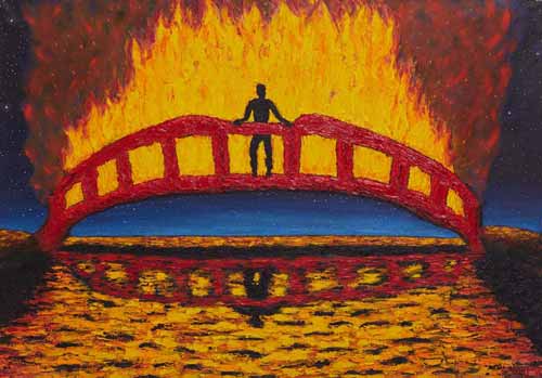 Картина «Мосты горят, и я сгораю вместе с ними», масло, холст, 100×70 см