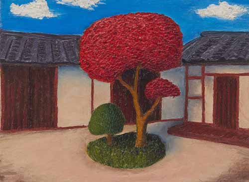 Старый дворик в Сеуле. Масло, холст, 24×18 см