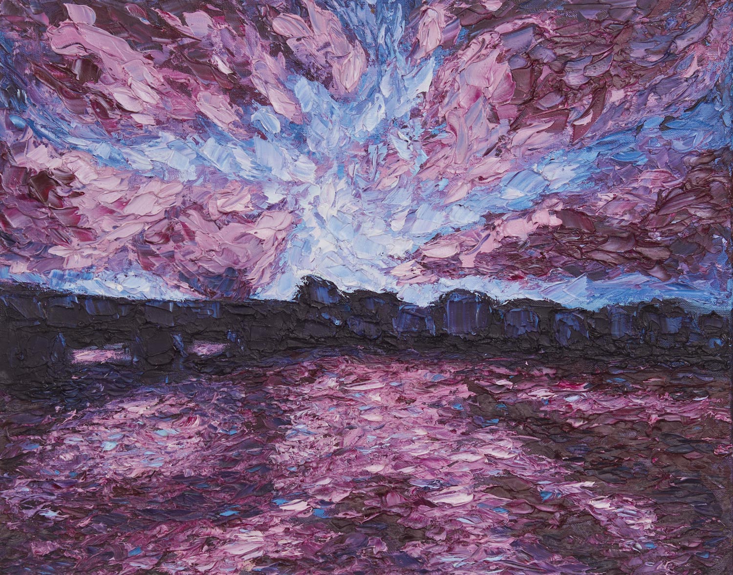 Оригинальная картина Вадима Золотарёва «Сумерки над водой», масло, холст, 50×40 см